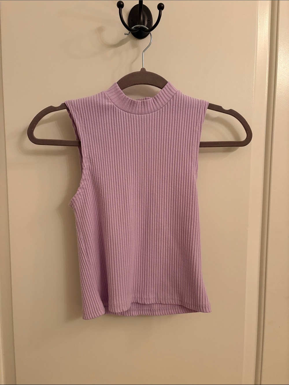 Francesca's Collections Ribbed Mock Neck Tank - Lavender